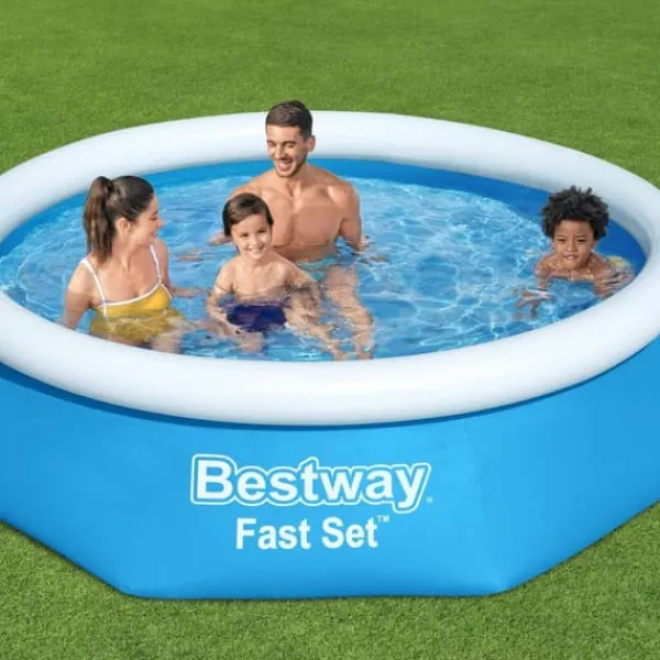 Bestway Pooler^Round Oppustelig Fast Set Swimming Pool - 244 x 61 cm - Blå - Inklusive Tilbehør CB11
