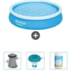Bestway Pooler^Round Oppustelig Fast Set Swimming Pool - 366 x 76 cm - Blå - Inkluderet tilbehør CB41