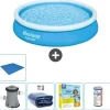 Bestway Pooler^Round Oppustelig Fast Set Swimming Pool - 366 x 76 cm - Blå - Inklusive Tilbehør CB16