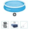 Best Round Oppustelig Fast Set Swimming Pool - 366 x 76 cm - Blå - Inkluderet tilbehør CB42 Pooler