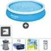 Bestway Pooler^Round Oppustelig Fast Set Swimming Pool - 366 x 76 cm - Blå - Inklusive Tilbehør CB18