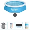 Round Oppustelig Fast Set Swimming Pool - 244 x 61 cm - Blå - Inklusive Tilbehør CB51 Pooler