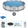 Sale Round Steel Pro MAX swimmingpool - 366 x 76 cm - Grå - Inklusive Tilbehør CB11 Pooler