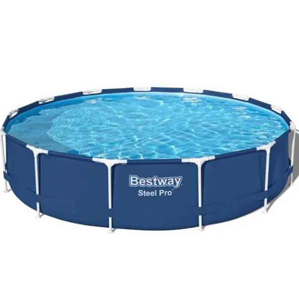 Bestway Pooler^Round Steel Pro Swimming Pool - 396 x 84 cm - Blå - Inklusive Tilbehør CB59