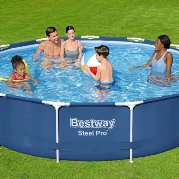 Bestway Pooler^Round Steel Pro Swimming Pool - 396 x 84 cm - Blå - Inklusive Tilbehør CB60