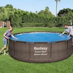New Bestway solopvarmet poolovertræk Flowclear 356 cm | Farve: Blå | Størrelse: 356 cm Pool- & Spatilbehør