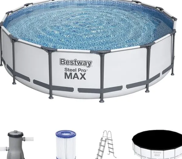 Viking Choice Pooler^Bestway Steel Pro Max 457x122 cm Rund Overjordisk Pool Sæt med Pumpe, Stige og Dække