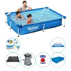 Sale Steel Pro Rectangular 221x150x43 cm - Blå - Pool tilbud Pooler