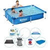 Sale Steel Pro Rektangulær 221x150x43 cm - Blå - Poolsæt Pooler