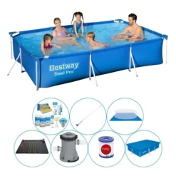 Discount Steel Pro Rektangulær 300x201x66 cm - Blå - Deluxe Pooler