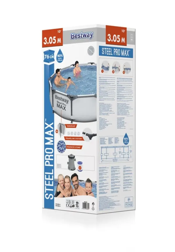 Bestway Pooler^swimmingpool - Steel Pro MAX - 366 x 76 cm - Inklusiv solsejl, filterpumpe og filter