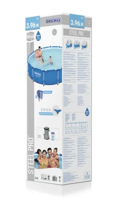 Discount swimmingpool - Steel Pro - 396 x 84 cm - Inklusiv WAYS vedligeholdelsespakke, filterpumpe og filter Pooler