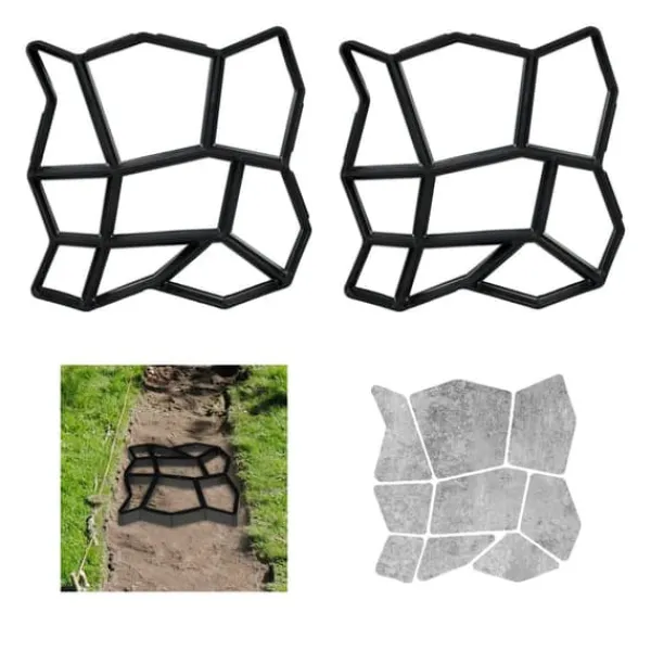 Hot Betonform Sæt, 4x32x32 cm, Sort Havedekorationer