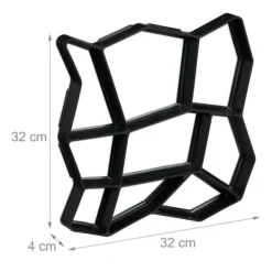 Hot Betonform Sæt, 4x32x32 cm, Sort Havedekorationer