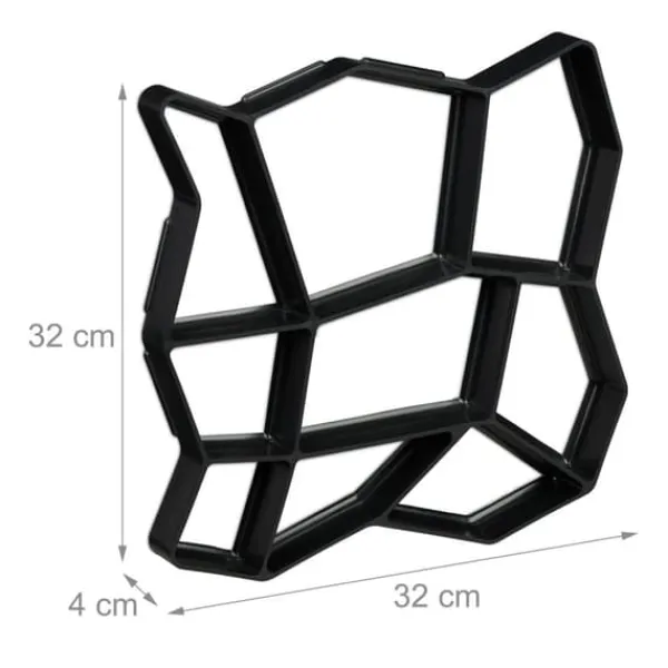Hot Betonform Sæt, 4x32x32 cm, Sort Havedekorationer