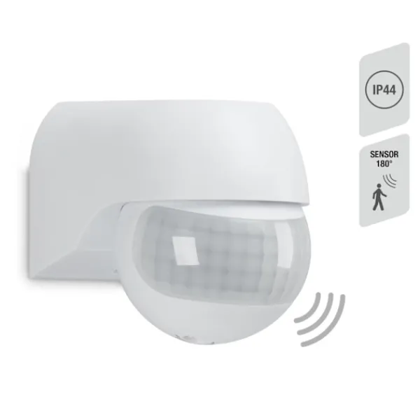 Bevægelsesdetektorer^BEVÆGELSES- OG SKUMØRINGSSENSOR 180° - UDENDØRS - IP44 - HVID - SENSOR 12m
