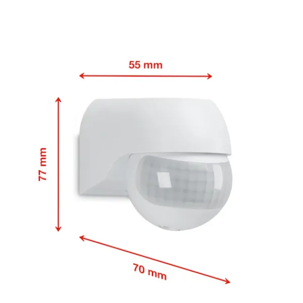 Bevægelsesdetektorer^BEVÆGELSES- OG SKUMØRINGSSENSOR 180° - UDENDØRS - IP44 - HVID - SENSOR 12m
