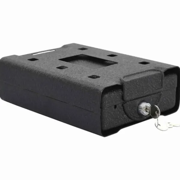 Pengeskabe^Bil Safe med lås - Robust metalboks til værdigenstande | Farve: Sort | Størrelse: 21.8x16x7 cm