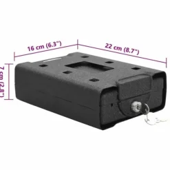 Pengeskabe^Bil Safe med lås - Robust metalboks til værdigenstande | Farve: Sort | Størrelse: 21.8x16x7 cm
