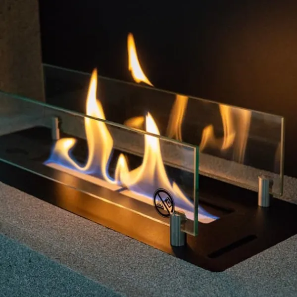 Discount Bio-ethanol brænder L (5820B) - Sort - Bio-ethanol indbygningsovn med patenteret keramisk sten - 3 KW varme Pejse