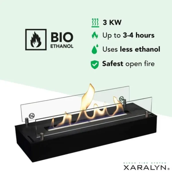 Pejse^Bioethanolbrænder L med indbygget profil - sikker og nem installation - 3 KW varme