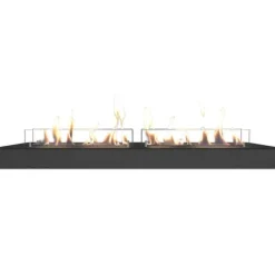 Sale Bioethanolbrænder XXL (11814LB) med indbygget læbe - Sort - Bioethanol indbygningsovn med patenteret keramisk sten - 4,5 KW varme Pejse