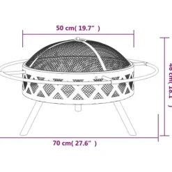 Online Bålfad med ildrager 70 cm - Stål | Størrelse: XXL Pejse