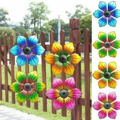 Online Blomster Metal Vægdekor Have Ornament 15x15x0,8cm - Grøn Havedekorationer