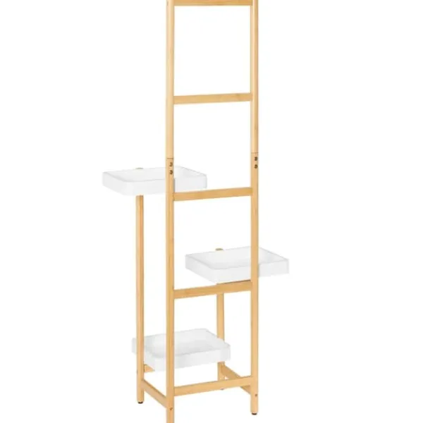 Plantestativer^Blomsterhylde i træ - Planteholder STR13-WN - Flere niveauer - Til 3 potter - 31×130×27 cm - Samling kræves - Hvid