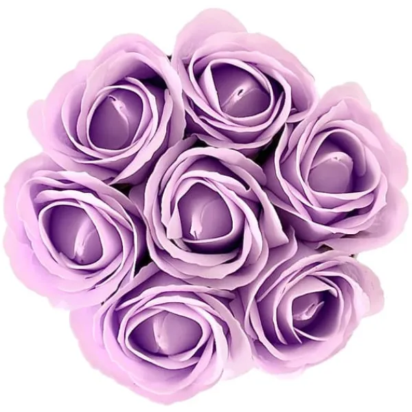 Blomster^Blomsterkasse Inspiruj - Hvid kasse med sæberoser - nr. 6 Lys lilla
