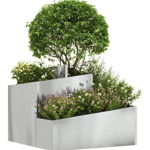 Hot Blomsterkrukke i sølv galvaniseret stål - Moderne design | Størrelse: 60x60x50 cm Krukker & Plantebeholdere