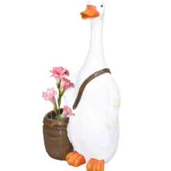 New Blomsterpotte, 32x18x60 cm, Hvid Brun Havedekorationer