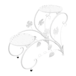 New Blomsterstander - Planteopsats 2-pak - Metal - Til Inde/Ude - Altan, Have, Stue - Hvid Plantestativer