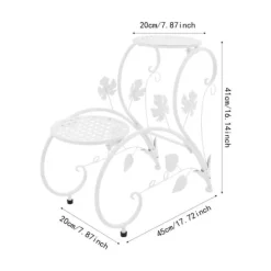 New Blomsterstander - Planteopsats 2-pak - Metal - Til Inde/Ude - Altan, Have, Stue - Hvid Plantestativer