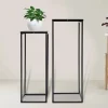 Online Blomsterstander 2-pak - Firkantet krukkestativ/display - Metal - Inde/ude - Fritstående - Til stue, terrasse, have, bryllup - Sort Plantestativer