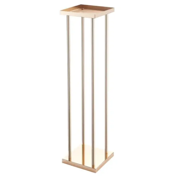 Plantestativer^Blomsterstander Sæt - Søjle/Piedestal - Sæt Af 10 - Højde 80 cm - Metal - Cylindrisk & Kubisk - Til Bryllup & Fest - Guld