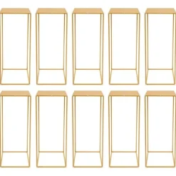 Blomster^Blomsterstander til Bryllup - Rektangulær Geometrisk Metalstativ - 10-Pak - 30×30×80 cm - Str. L - Guld