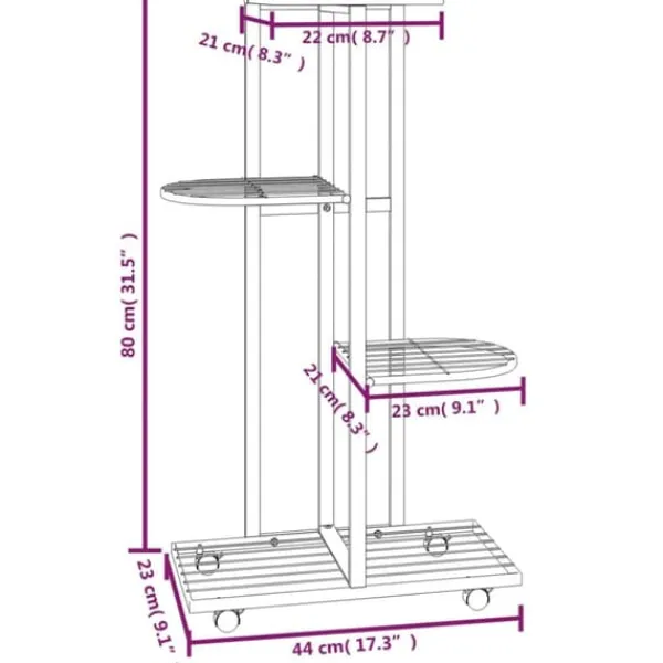 Discount Blomsterstativ 4 niveauer med hjul 44x23x80 cm jern sort - Blomsterstativ - Blomsterstativer - Home & Living Plantestativer
