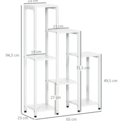 Discount Blomsterstativ 7 niveauer stål hvid 65 x 23 x 94,5 cm inde/ude Krukker & Plantebeholdere