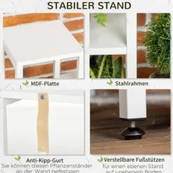 Discount Blomsterstativ 7 niveauer stål hvid 65 x 23 x 94,5 cm inde/ude Krukker & Plantebeholdere
