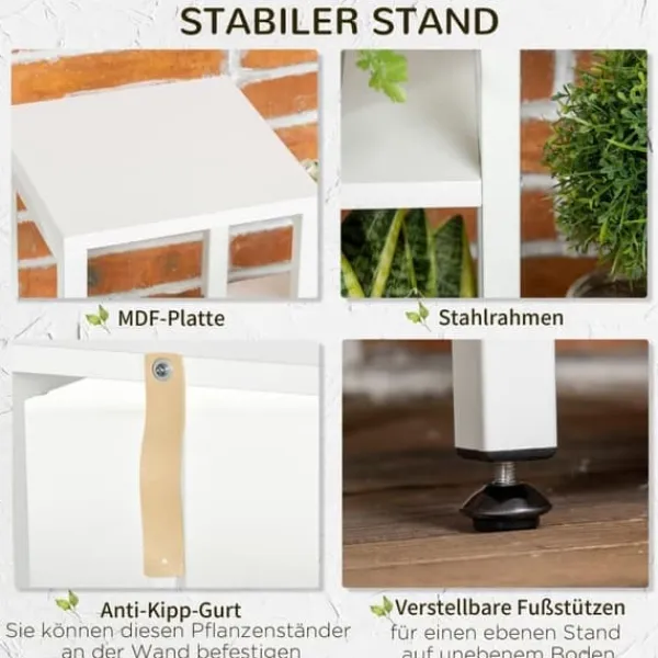 Discount Blomsterstativ 7 niveauer stål hvid 65 x 23 x 94,5 cm inde/ude Krukker & Plantebeholdere