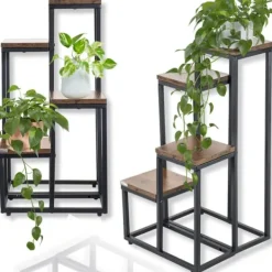 Online Blomsterstativ, hylde til blomster, planter, potter, fritstående, 4 hylder, loft Plantestativer