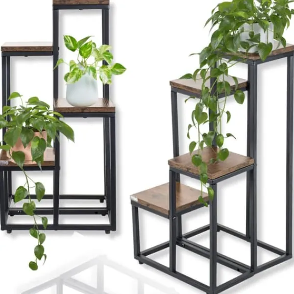 Online Blomsterstativ, hylde til blomster, planter, potter, fritstående, 4 hylder, loft Plantestativer
