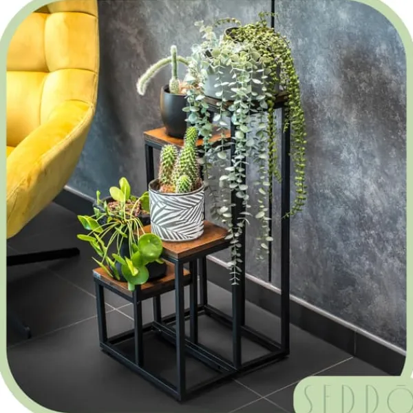 Online Blomsterstativ, hylde til blomster, planter, potter, fritstående, 4 hylder, loft Plantestativer