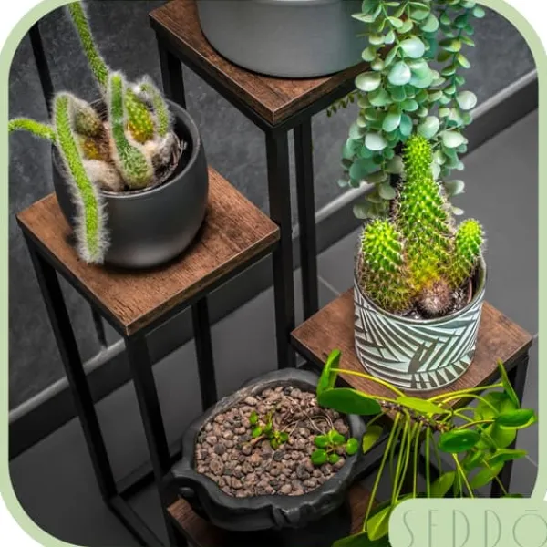 Online Blomsterstativ, hylde til blomster, planter, potter, fritstående, 4 hylder, loft Plantestativer
