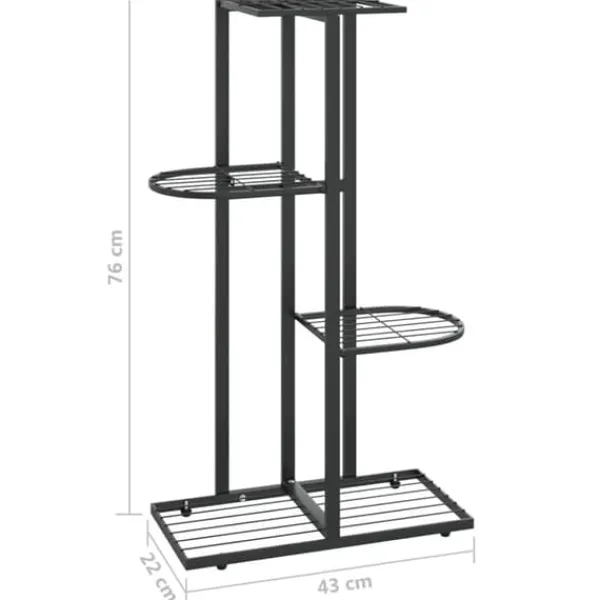 Plantestativer^Blomsterstativ i 4 niveauer 43x22x76 cm metal sort - Plantestativ - Plantestativer - Home & Living