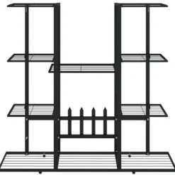 Plantestativer^Blomsterstativ i jern - Robust plantehylde | Farve: Sort | Størrelse: 94,5x25x89 cm