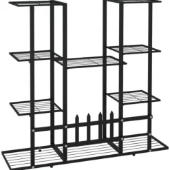 Plantestativer^Blomsterstativ i jern - Robust plantehylde | Farve: Sort | Størrelse: 94,5x25x89 cm