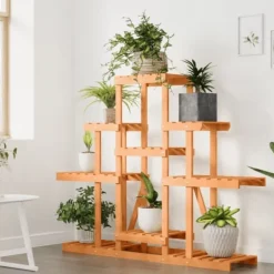 Plantestativer^Blomsterstativ i massivt fyrretræ - Plantestativ | Størrelse: 110x25x98 cm