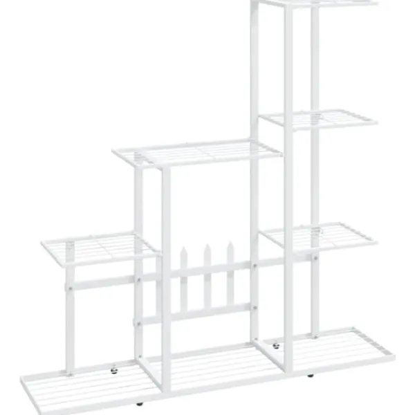 Sale Blomsterstativ i metal - Robust plantestativ til indendørs brug | Størrelse: 94,5x25x88 cm | Farve: Hvid Plantestativer